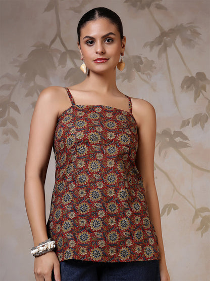 Women Rust Printed Straight Tunic | LASVINI - Redefining Indian Fashion with Elegance