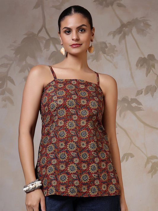 Women Rust Printed Straight Tunic | LASVINI - Redefining Indian Fashion with Elegance
