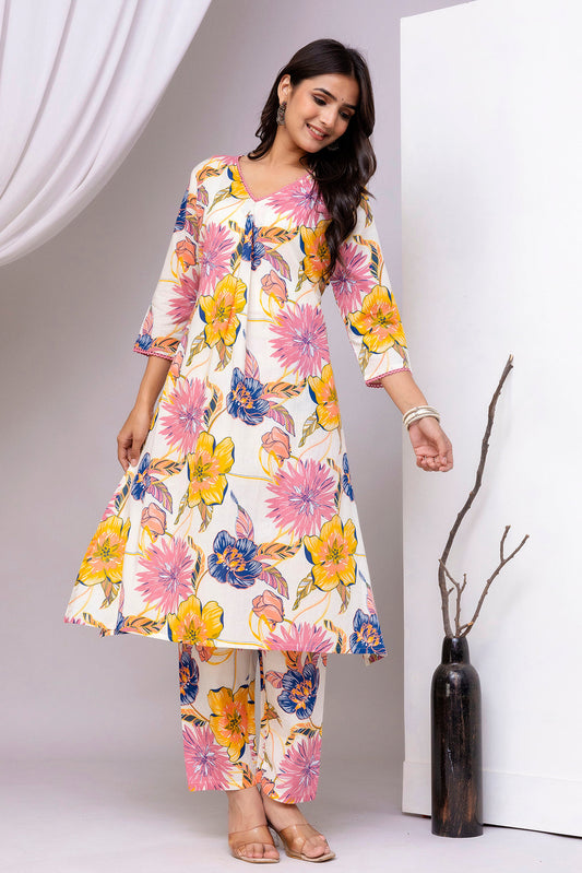 Multicolor Floral Printed Co-Ord Set for Women | LASVINI - Redefining Indian Fashion with Elegance