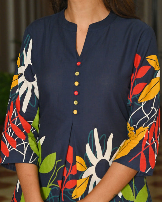 Blue Floral Printed Co-Ord Set for Women | LASVINI - Redefining Indian Fashion with Elegance