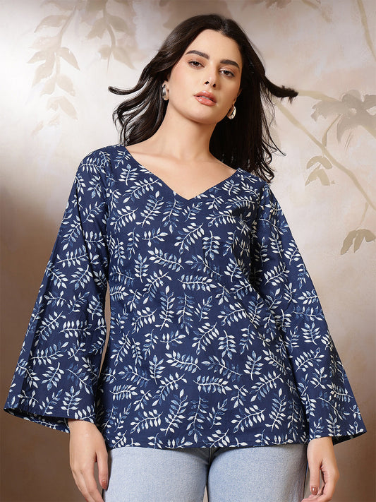 Women Blue Printed Straight Tunic | LASVINI - Redefining Indian Fashion with Elegance