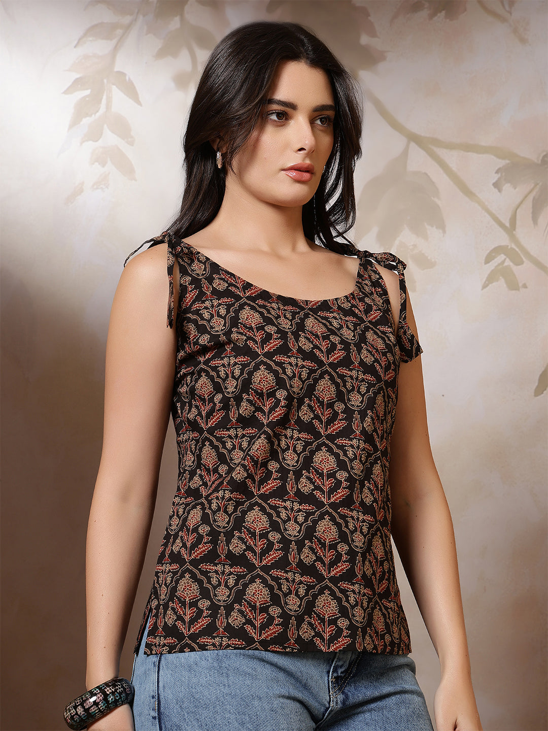 Women Black Printed Top | LASVINI - Redefining Indian Fashion with Elegance