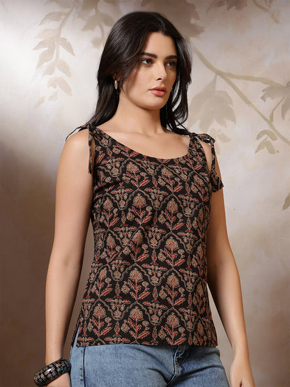 Women Black Printed Top | LASVINI - Redefining Indian Fashion with Elegance