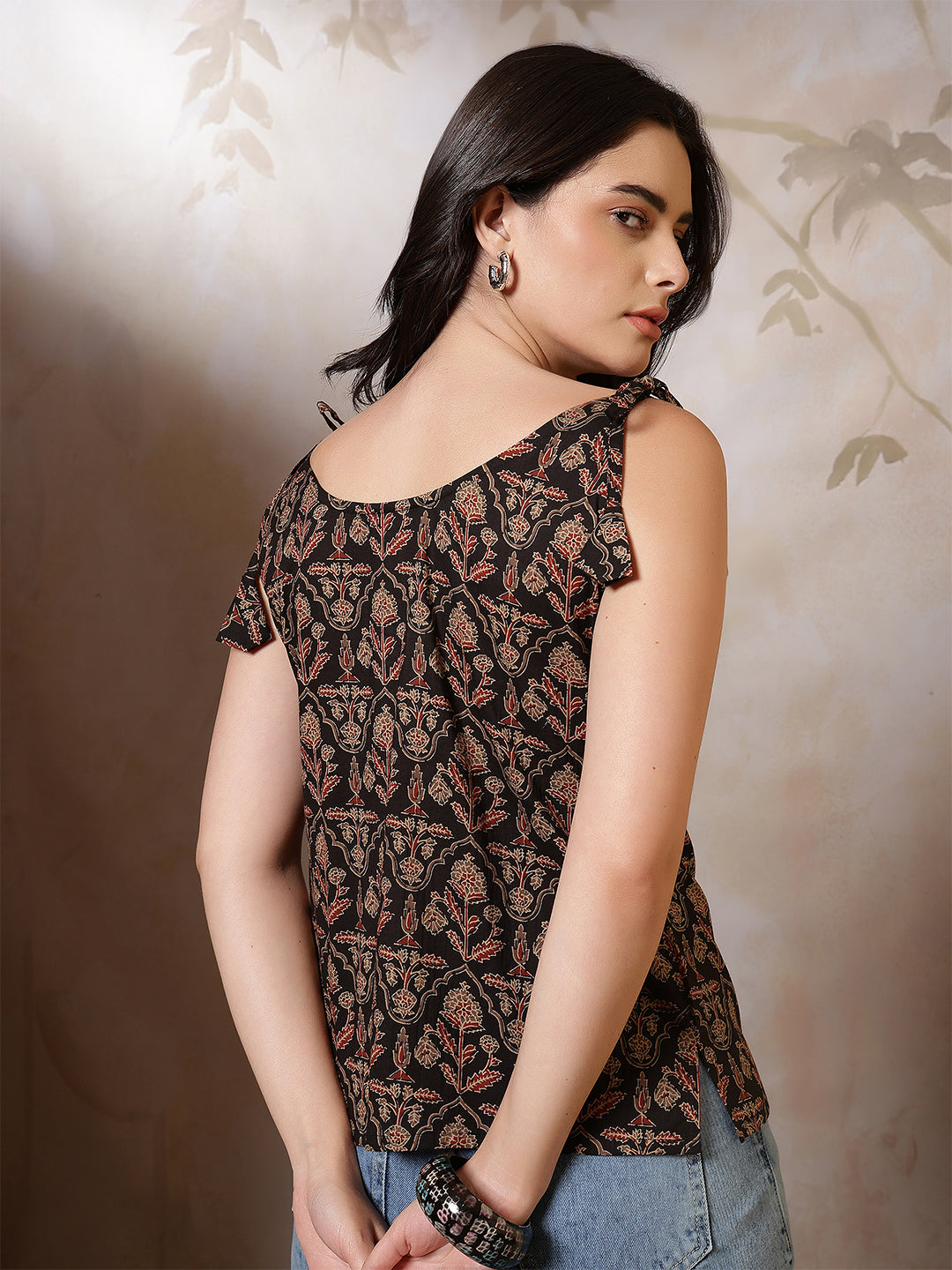 Women Black Printed Top | LASVINI - Redefining Indian Fashion with Elegance