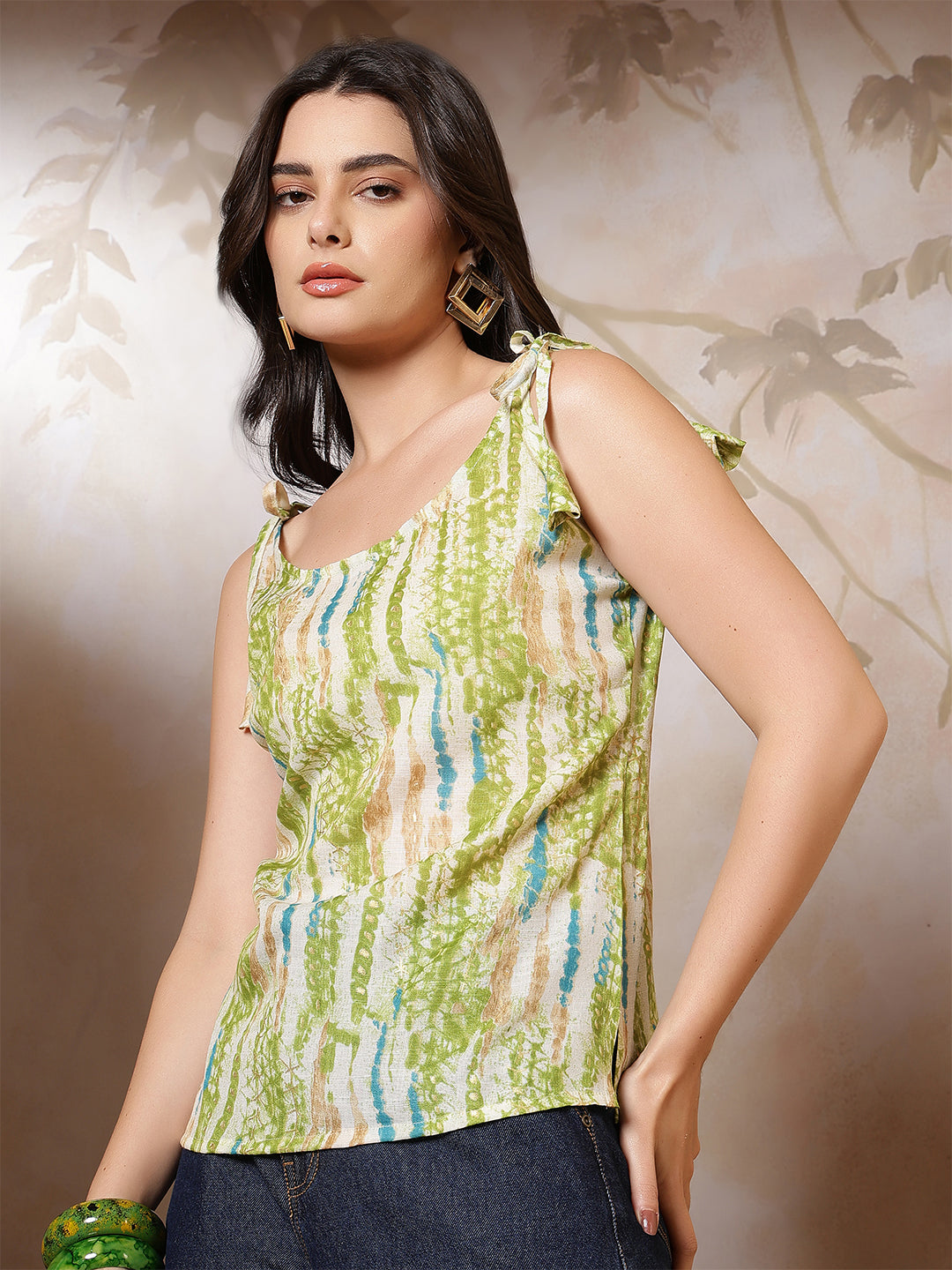 Women Green Printed Top | LASVINI - Redefining Indian Fashion with Elegance