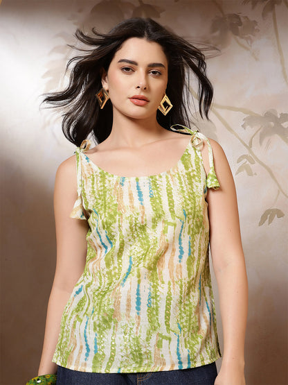 Women Green Printed Top | LASVINI - Redefining Indian Fashion with Elegance