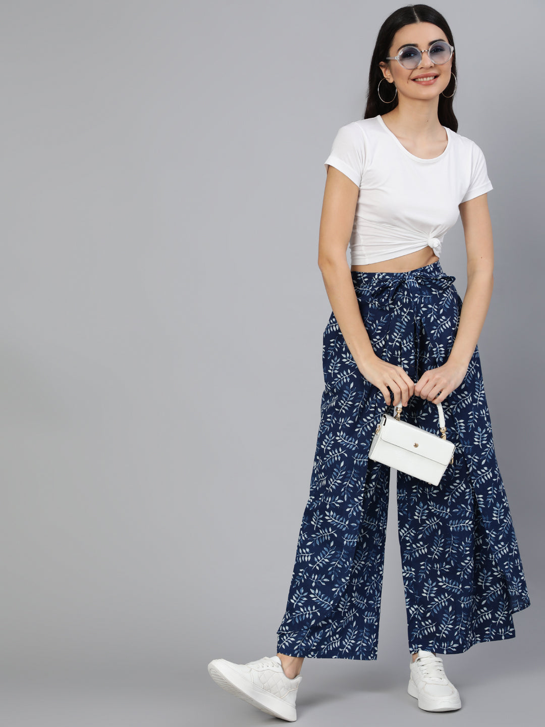 Women Blue Printed Plazo With Side Pockets | LASVINI - Redefining Indian Fashion with Elegance