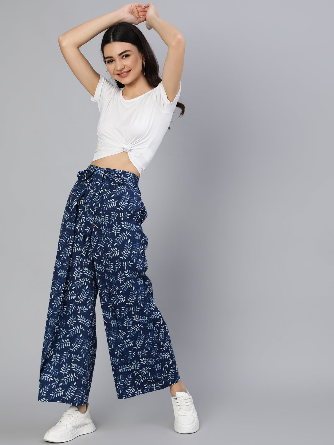 Women Blue Printed Plazo With Side Pockets | LASVINI - Redefining Indian Fashion with Elegance