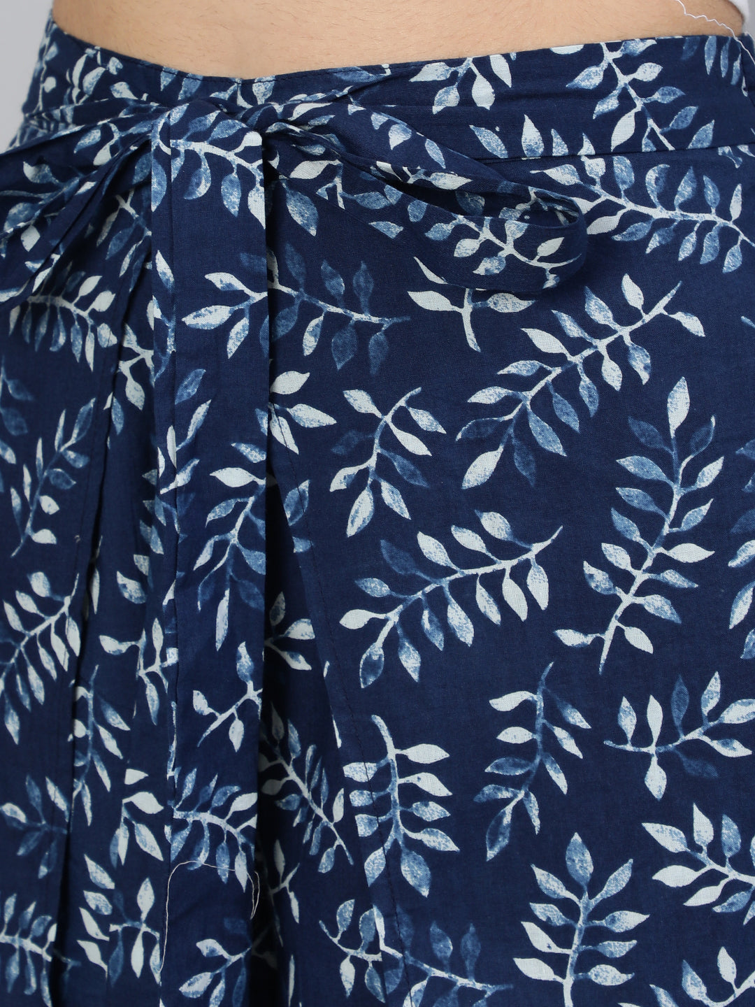 Women Blue Printed Plazo With Side Pockets | LASVINI - Redefining Indian Fashion with Elegance