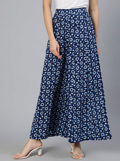 Women Blue Panelled Plazo With Side Pockets | LASVINI - Redefining Indian Fashion with Elegance