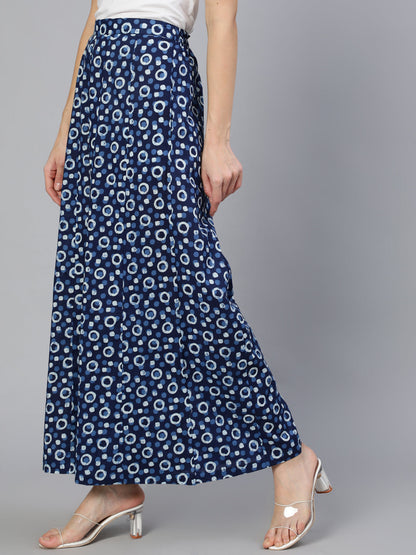 Women Blue Panelled Plazo With Side Pockets | LASVINI - Redefining Indian Fashion with Elegance