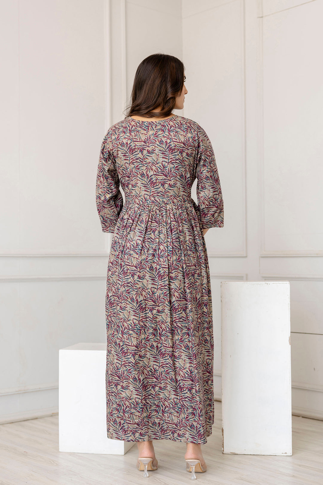 Women Multi Printed Flared Maternity Dress | LASVINI - Redefining Indian Fashion with Elegance