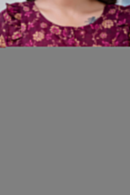 Fab Burgundy Printed Maternity Dress For Women | LASVINI - Redefining Indian Fashion with Elegance