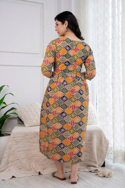 Multicolor Printed Maternity Dress For Women | LASVINI - Redefining Indian Fashion with Elegance