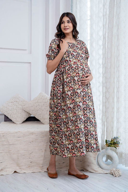 Fab Multi Printed Maternity Dress For Women | LASVINI - Redefining Indian Fashion with Elegance