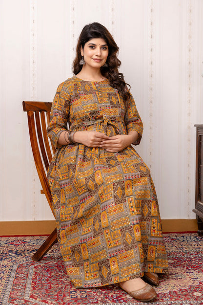 Fab Multi Printed Maternity Dress For Women | LASVINI - Redefining Indian Fashion with Elegance