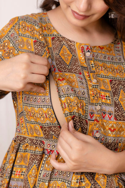 Fab Multi Printed Maternity Dress For Women | LASVINI - Redefining Indian Fashion with Elegance