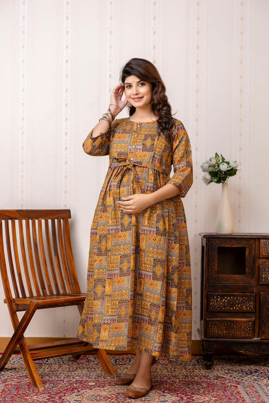 Fab Multi Printed Maternity Dress For Women | LASVINI - Redefining Indian Fashion with Elegance