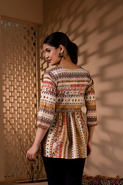 Women Multi Printed Peplum Tunic | LASVINI - Redefining Indian Fashion with Elegance