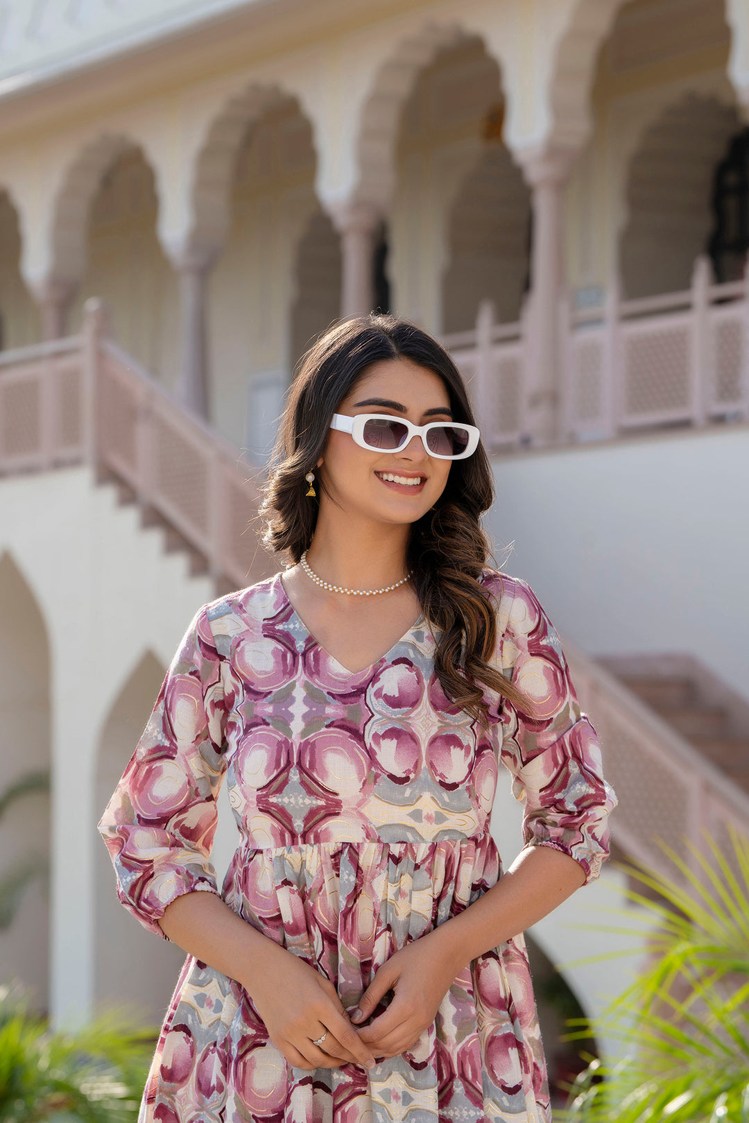 Women Multi Abstract Printed Flared Dress | LASVINI - Redefining Indian Fashion with Elegance