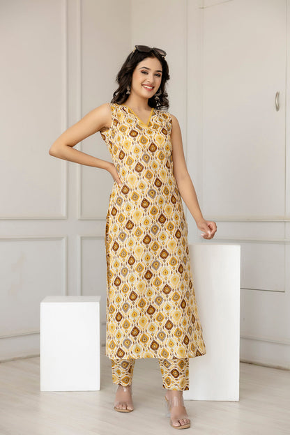 Women Multi Color Printed Straight Kurta With Trouser | LASVINI - Redefining Indian Fashion with Elegance