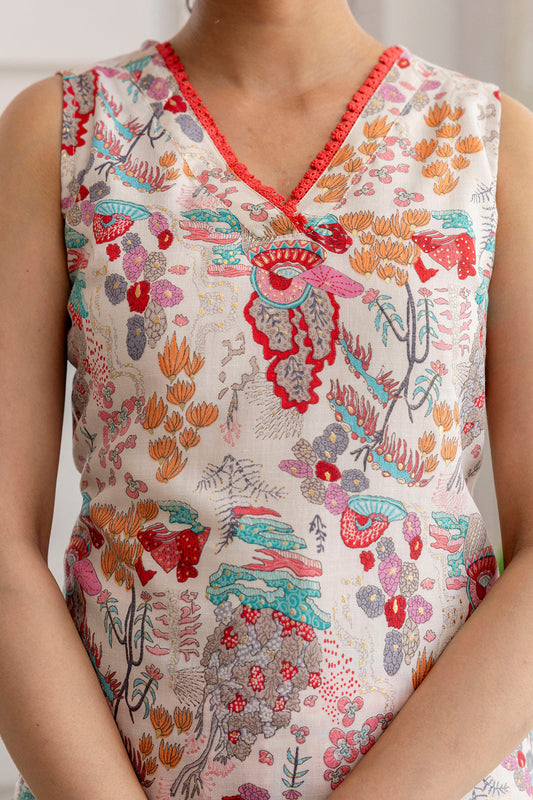 Women Off White Printed Straight Kurta With Trouser And Dupatta | LASVINI - Redefining Indian Fashion with Elegance