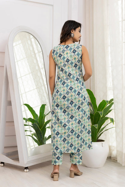 Women Multi Color Printed Straight Kurta With Trouser | LASVINI - Redefining Indian Fashion with Elegance