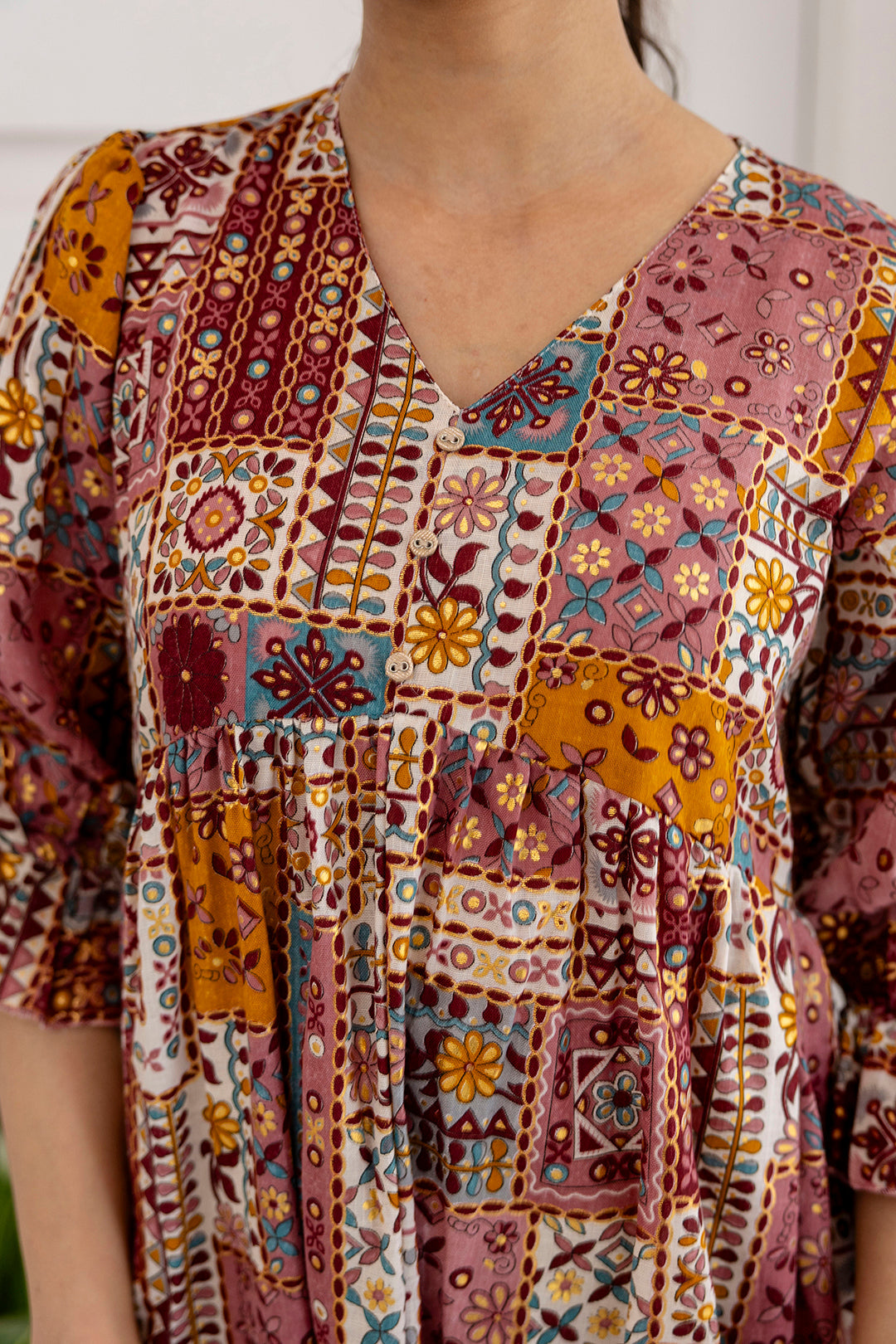 Women Multi Ethnic Printed Flared Dress | LASVINI - Redefining Indian Fashion with Elegance