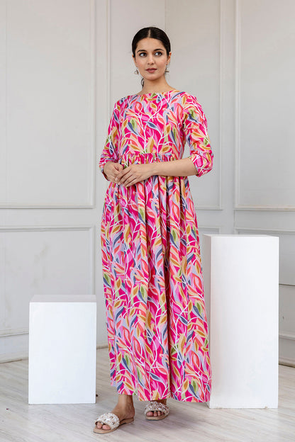 Women Multi Ethnic Printed Flared Dress | LASVINI - Redefining Indian Fashion with Elegance