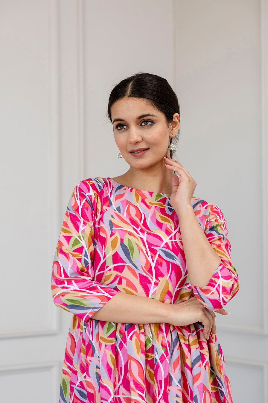 Women Multi Ethnic Printed Flared Dress | LASVINI - Redefining Indian Fashion with Elegance