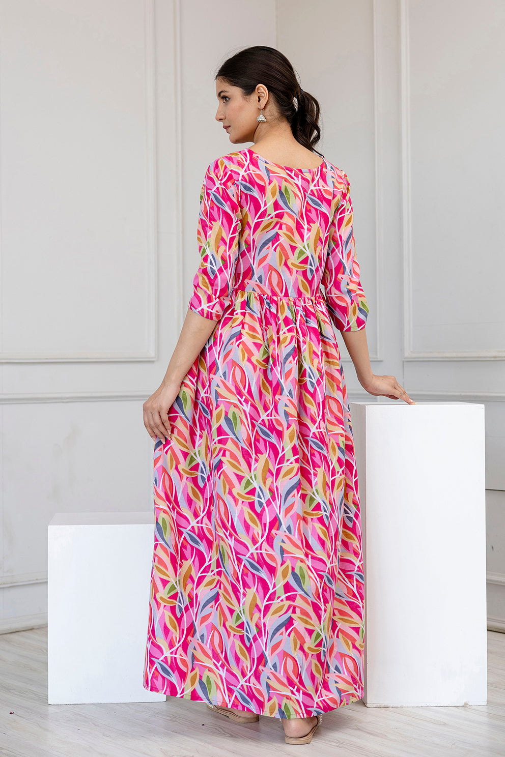 Women Multi Ethnic Printed Flared Dress | LASVINI - Redefining Indian Fashion with Elegance