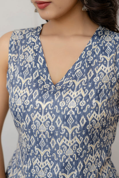 Women Grey Color Printed Straight Kurta With Trouser | LASVINI - Redefining Indian Fashion with Elegance