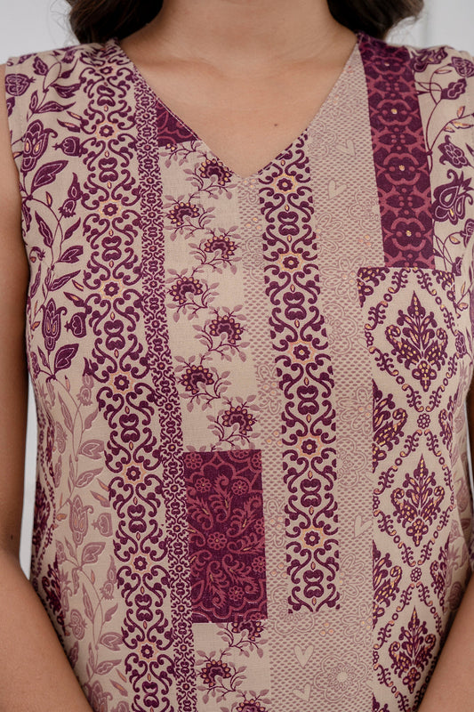 Women Purple Printed Kurta With Trouser | LASVINI - Redefining Indian Fashion with Elegance