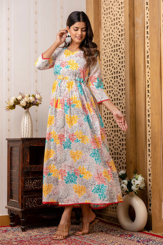Women Multi Ethnic Printed Flared Dress | LASVINI - Redefining Indian Fashion with Elegance