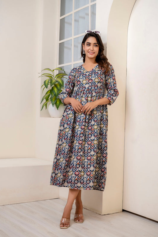 Multi Ethnic Printed Dress For Women | LASVINI - Redefining Indian Fashion with Elegance