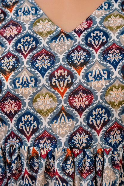 Multi Ethnic Printed Dress For Women | LASVINI - Redefining Indian Fashion with Elegance