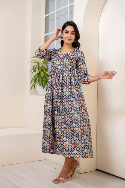 Multi Ethnic Printed Dress For Women | LASVINI - Redefining Indian Fashion with Elegance