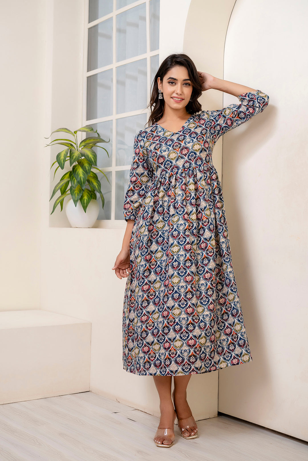 Multi Ethnic Printed Dress For Women | LASVINI - Redefining Indian Fashion with Elegance