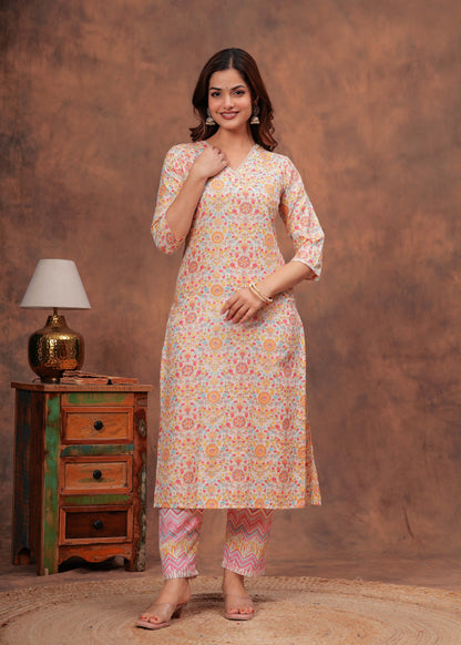 Women Multicolor Printed Straight Kurta And Trouser | LASVINI - Redefining Indian Fashion with Elegance