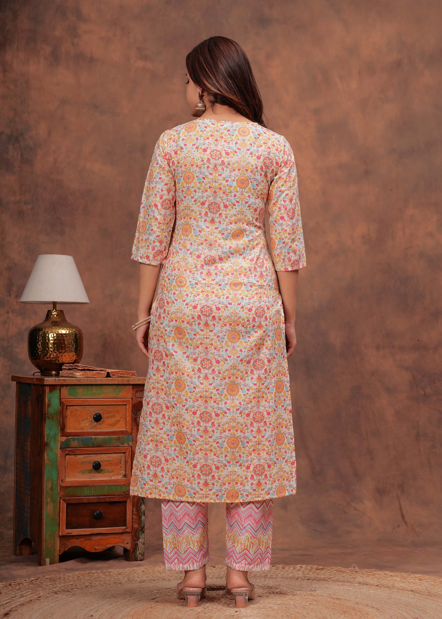 Women Multicolor Printed Straight Kurta And Trouser | LASVINI - Redefining Indian Fashion with Elegance