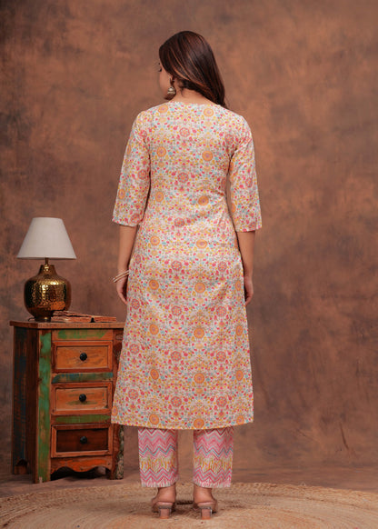 Women Multicolor Printed Straight Kurta And Trouser | LASVINI - Redefining Indian Fashion with Elegance