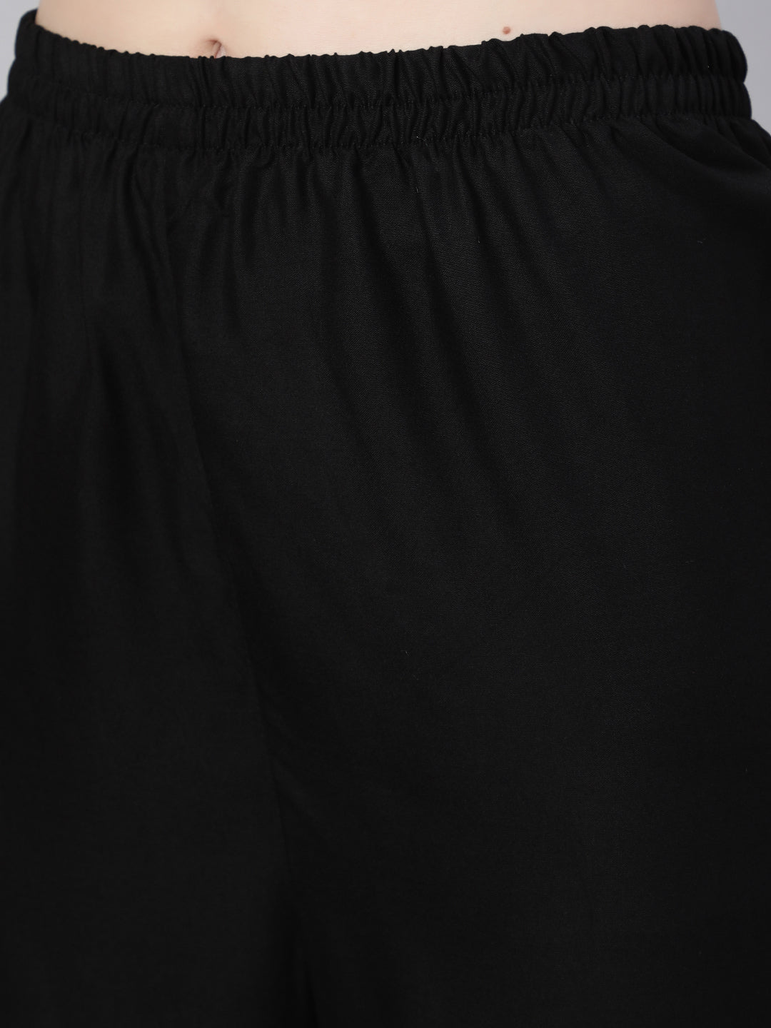 Women Black Embroidered Straight Kurta With Palazzo And Net Dupatta | LASVINI - Redefining Indian Fashion with Elegance