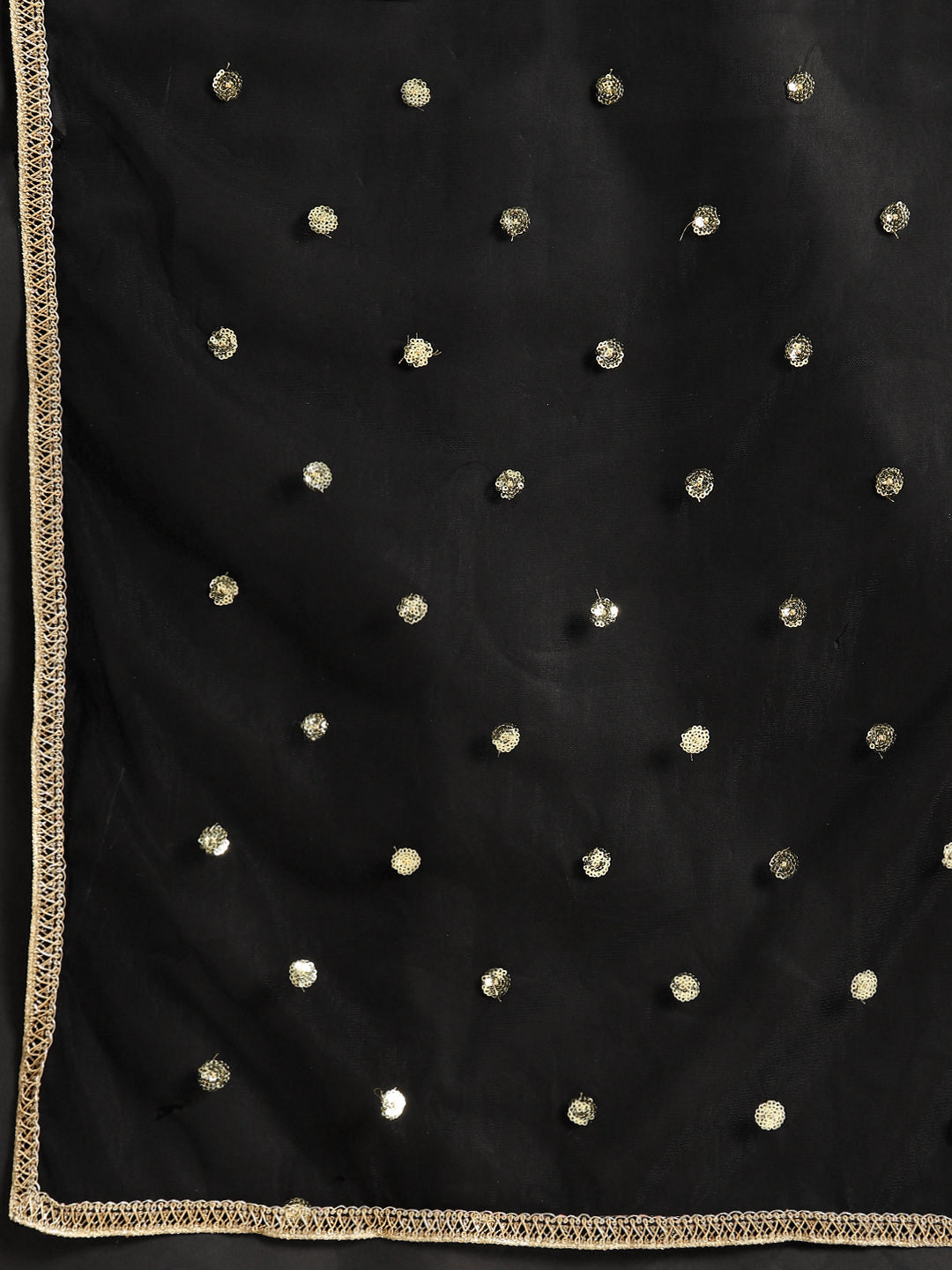 Women Black Embroidered Straight Kurta With Sharara And Net Dupatta | LASVINI - Redefining Indian Fashion with Elegance