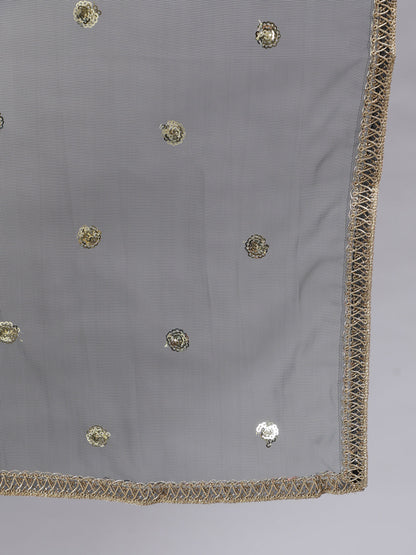 Women Black Embroidered Straight Kurta With Trouser And Net Dupatta | LASVINI - Redefining Indian Fashion with Elegance