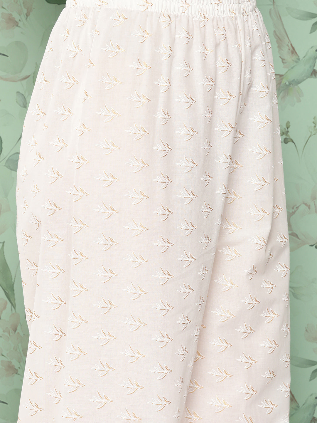 Women Off White Embroidered Straight Kurta With Palazzo And Net Dupatta | LASVINI - Redefining Indian Fashion with Elegance