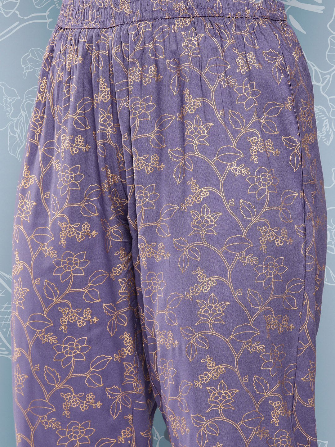 Women Purple Embroidered Straight Kurta With Palazzo And Net Dupatta | LASVINI - Redefining Indian Fashion with Elegance