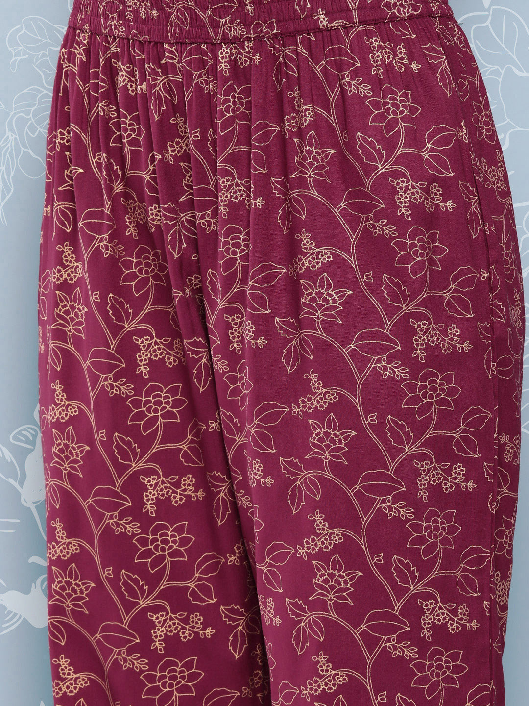 Women Burgundy Embroidered Straight Kurta With Palazzo And Net Dupatta | LASVINI - Redefining Indian Fashion with Elegance