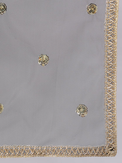 Women Black Embroidered Flared Kurta With Trouser And Net Dupatta | LASVINI - Redefining Indian Fashion with Elegance