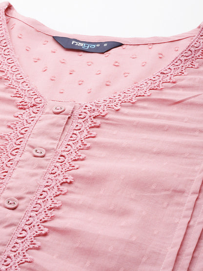 Women Mauve Lace Detailing Kurta With Trouser And Scalped Dupatta | LASVINI - Redefining Indian Fashion with Elegance