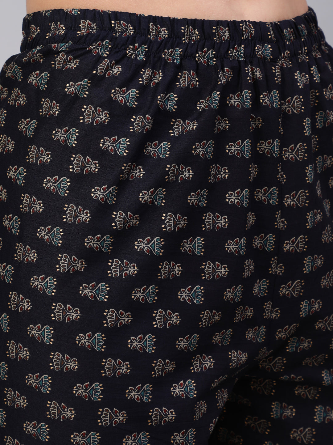 Women Navy Blue Embroidered Flared Kurta With Trouser And Dupatta | LASVINI - Redefining Indian Fashion with Elegance